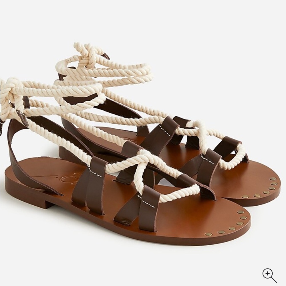 J Crew Brown and Cream Women's Lace up Sandals caramel size 10.5